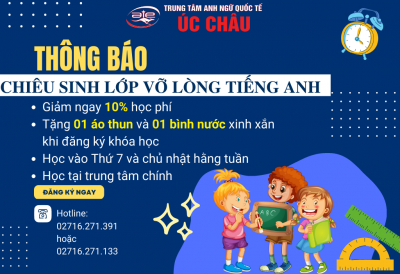 THÔNG BÁO TUYỂN SINH LỚP VỠ LÒNG TIẾNG ANH THÁNG 02/2023