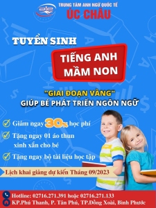 THÔNG BÁO TUYỂN SINH LỚP TIẾNG ANH MẦM NON - CHÀO ĐÓN NĂM HỌC MỚI