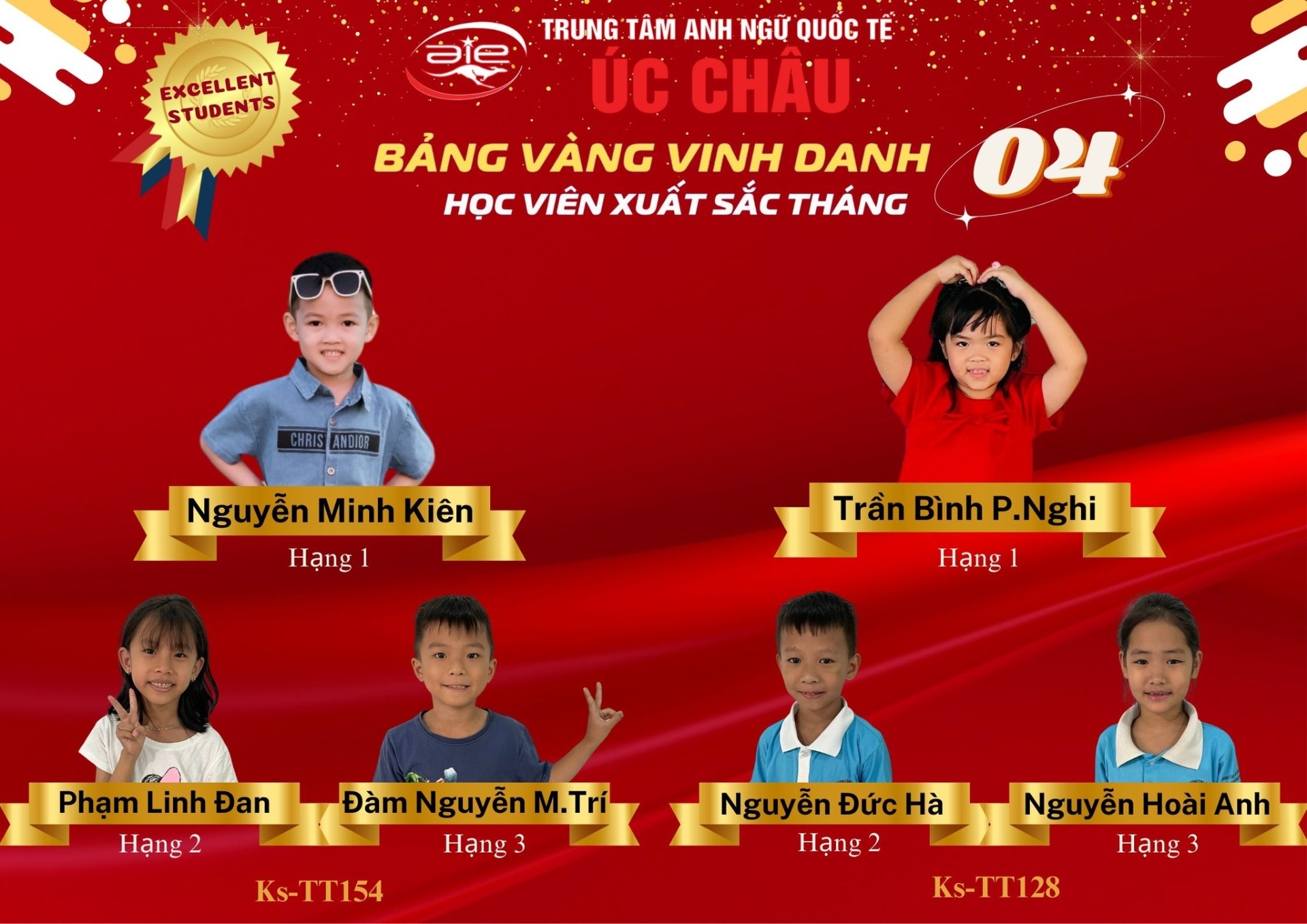 💐CHÚC MỪNG CÁC BẠN HỌC VIÊN ĐÃ ĐẠT THÀNH TÍCH XUẤT SẮC NHẤT CẤP ĐỘ MẦM NON (KIDS) TẠI TRUNG TÂM THÁNG 04/2024!!!