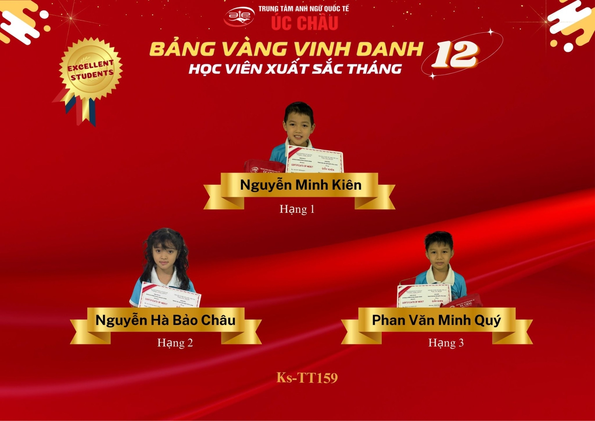 CHÚC MỪNG CÁC BẠN HỌC VIÊN ĐÃ ĐẠT THÀNH TÍCH XUẤT SẮC NHẤT CẤP ĐỘ MẦM NON (KIDS) TẠI TRUNG TÂM THÁNG 12/2024!!!