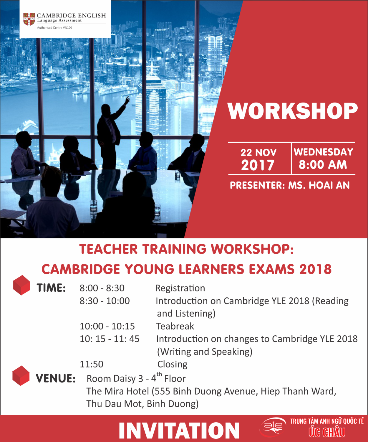 TEACHER TRAINING WORKSHOP: CAMBRIDGE YOUNG LEARNERS EXAMS 2018